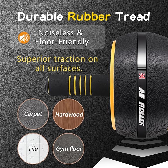 Ab Roller Wheel,Stable Wide Wheel For Beginner,Men,Women,Abs & Core Workout Equipment For Home Gym With Knee Pad,Abdominal Wheel For Full-Body Strength Training