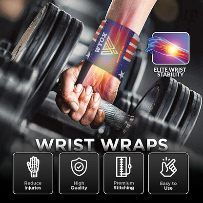 WYOX Wrist Wraps For Weight Lifting With Thumb Loop & power lifting Wrist Straps For Bench Press and Pushups Training Support and Protection Wrist Support for bodybuilding