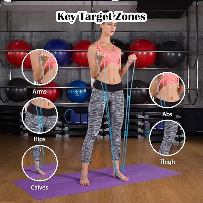 7 Ring Adjustable Loop Resistance Bands for Working Out Walk at Home，Workout Bands Exercise Stretch Band for Women&Men Fitness, Yoga, Pilates-Non-Slip, Durable Rubber, Home/Gym Use