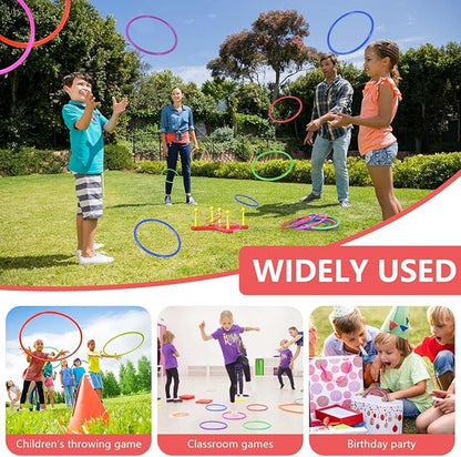 OBTANIM 12 Pcs Plastic 7 Inch Ring Toss Game for Kids and Outdoor Toss Rings for Speed and Agility Practice Game, Random Colors