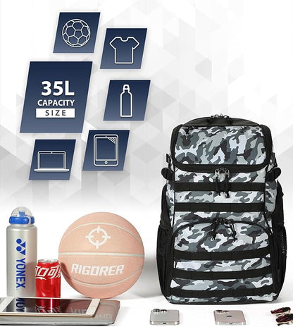 TRAILKICKER Basketball Bag Backpack with Ball Holder Multi-Sport Backpack for Soccer Volleyball Football Baseball Helmet