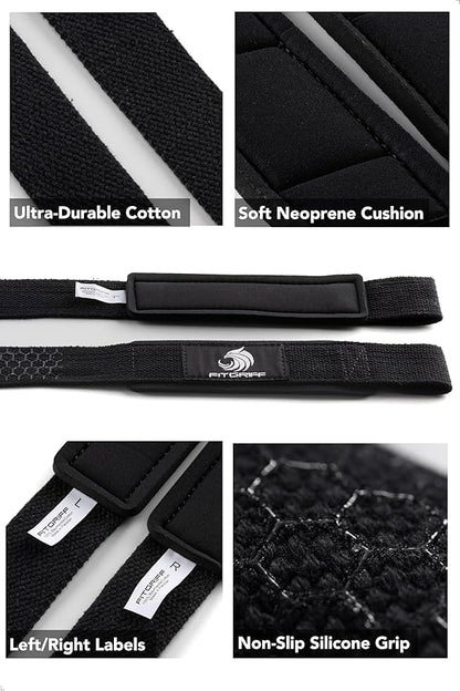 Fitgriff® Lifting Wrist Straps for Weightlifting, Gym, Deadlift, Workout (Made of Premium Cotton & Padded) - Men & Women