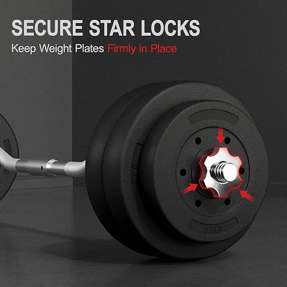 Yaheetech Barbell Set Olympic Curl Bar Weights & 2 Olympic Barbell Clamps Strength Training Bars