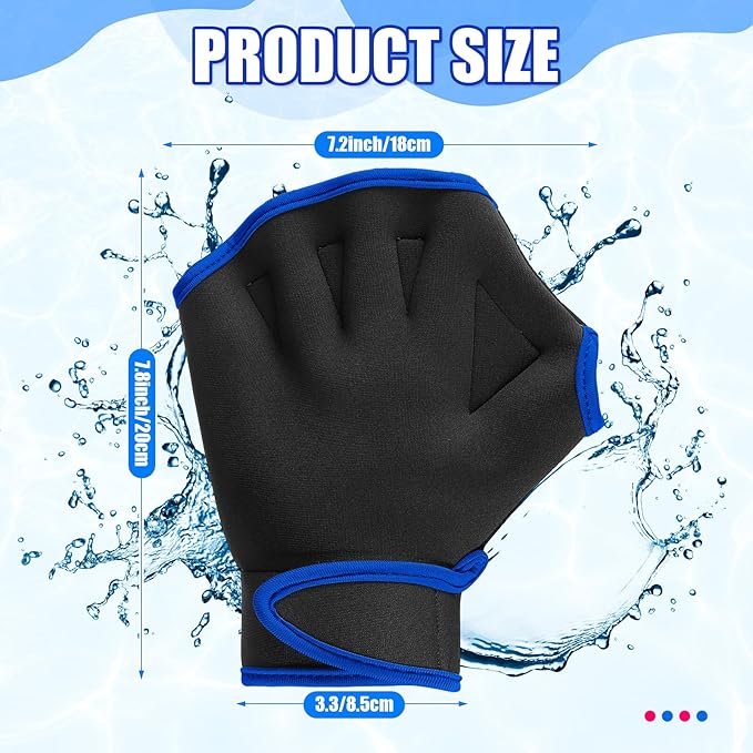 Sumind 2 Pairs Swimming Gloves Aquatic Training Gloves Neoprene Mittens Webbed Fitness Water Aerobics Resistance Training for Women Men Swimming Diving(Medium,Black/ Blue, Purple/ Black)