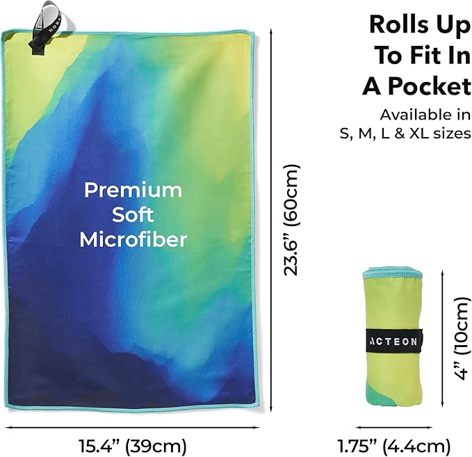 Acteon Microfiber Gym Towels 4 Pack, Quick Dry Odor Free Workout Towels for Men and Women, Super Absorbent Sports Sweat Towel for Gym, Yoga, Running, Travel, 16 x 30.5 Inch