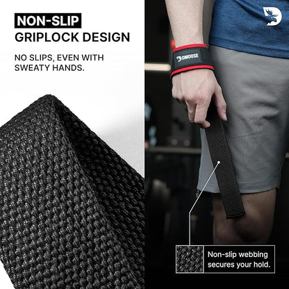 DMoose Fitness Lifting Straps 24" (Pair) - 5mm Padded Durable Wrist Straps for Weightlifting & Powerlifting - Cotton Lifting Strap with Silicone Grip for Men & Women - Deadlift Strap for Gym Workout