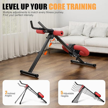 Abdominal Trainers - Adjustable Ab Trainer Machine, Foldable Abdominal Workout Equipment with Knee Protection - Home Gym Core Strength Trainer for Men & Women