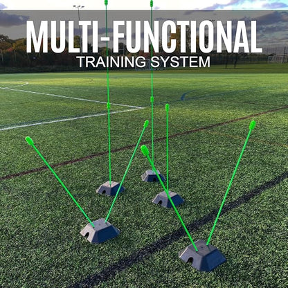 QUICKPLAY PRO Agility Poles (10x Adjustable 3ft to 6ft) for Turf & Court Training
