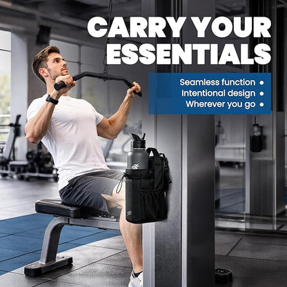 Magnetic Gym Bag with 40oz Water Bottle Holder – Waterproof Leather-Film Fitness Bag with Strong N52 Magnets, Phone & Zipper Pockets, Adjustable Shoulder Strap for Gym & Outdoor Use | Waterproof Material, Organized Pockets, 2 Carry Options, Double Zipper