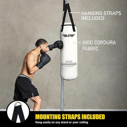 Elite Sports Boxing Bag 4 FT – Heavy Duty Canvas Punching Bag with Straps for Boxing, Training, MMA, Muay Thai, Kickboxing, Martial Arts & Fitness – UNFILLED Heavy Bag