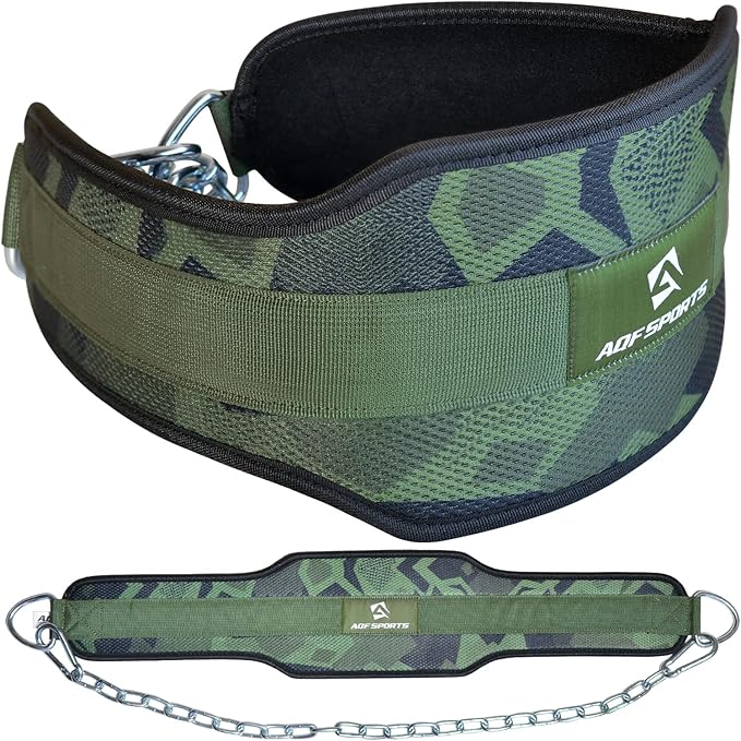 AQF Dip Belt for Weightlifting - Weight Belt with 36" Heavy Duty Steel Chain - Neoprene Padded Back Support Gym Lifting Belt for Powerlifting, Bodybuilding, Squat, Fitness & Pull up Training
