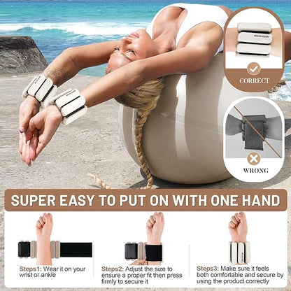 Ankle Weights Set of 2 (1 lb/2 lb Each) for Women Men Adjustable Wrist Bracelet for Home Gym Weighted Bangles Wristbands Leg Arm Weights for Walking Swimming Running Pilates Yoga Gym