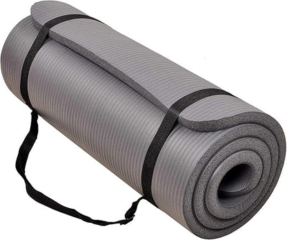 BalanceFrom 71x24 Inches Extra Thick Yoga Mat 1-Inch High-Density Foam – Roll-Up Exercise Pad with Double-Sided Non-Slip Surface and Carrying Strap for Pilates and Home Workouts, Multiple Colors