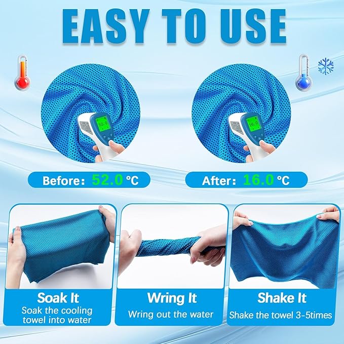 4 Pack Cooling Towels (40"x12"), Cooling Towels for Neck and Face, Gym Towel for Working Out, Soft Breathable Microfiber Ice Towel for Yoga Sport Running (Blue/Green/Pink/Black)