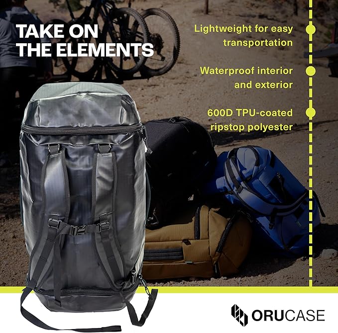 ORUCASE Janus Duffel Bag 55L – Multi-Sport Gear Duffel with Ventilated Shoe Pockets, Removable Stuff Sacks & Convertible Backpack Straps – Travel Gym Bag for Cycling, Running & Skiing - Blue