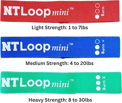 Fabric Mini Loop Bands for Exercise with Instructions - Best Resistance Band for Glutes, Leg Exercises, Muscle Building, Physical Therapy - NT Loop Set of 3