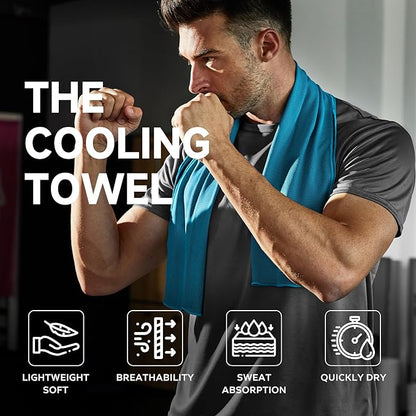 BILITOK Superfiber Ice Towel Neck, Soft Breathable Cold Towel Cooling, Yoga, Sports, Golf, Gym, Camping, Running, Fitness, Exercise and More Activities, 4 Packs (Blue/Green/Rose red/Gray)
