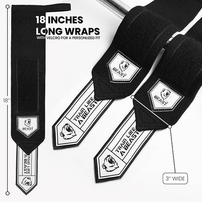 Beast Power Gear Wrist Wraps for Weightlifting 18” Premium Quality Wrist Support for Bodybuilding Heavy Duty Thumb Loop Powerlifting, Strength Training for Men and Women