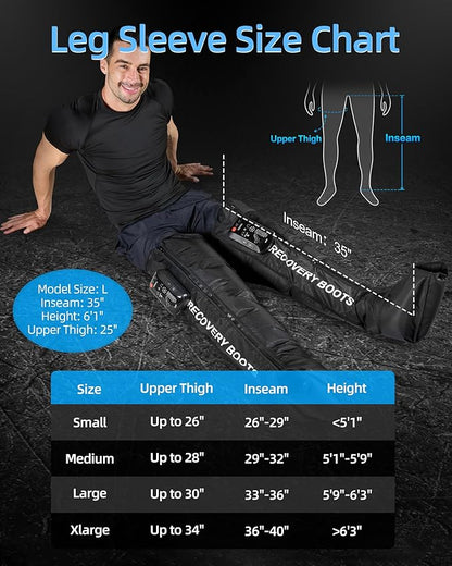 Leg Massager with Heat and Compression: Cordless Recovery System for Improved Circulation, Professional Foot Massage Boots with 5 Massage Areas, 8 Intensities(Only Single Leg)-Medium