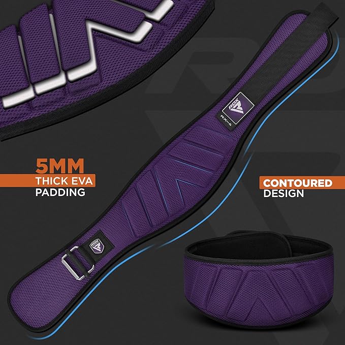 RDX Weight Lifting Belt, Curved Padded Back Lumbar Support, Fitness, Core Exercise Workout Bodybuilding Powerlifting Deadlifts Squats, Ladies Gents Men Women Home Gym Equipment