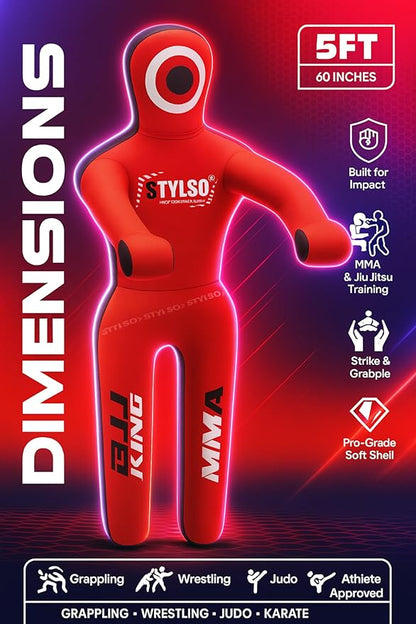 Unfilled Grappling Dummy – Adult Life Size Wrestling & BJJ Training Dummy, MMA Jiu Jitsu Judo Takedown & Throwing Practice, Heavy-Duty Triple-Stitched Canvas Submission Dummy
