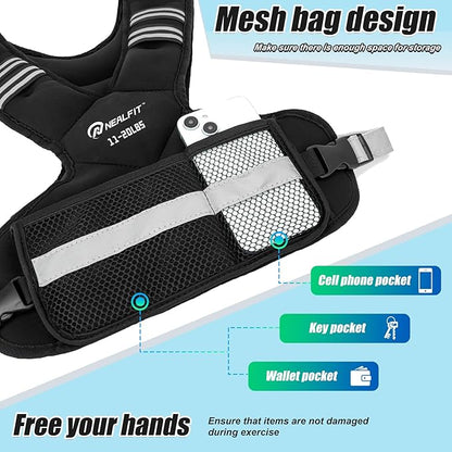 Weighted Vest for Women and Men, 5-10lb/11-20lb/18-30lb Adjustable Weighted Vest with Reflective Strip, Body Weight Vest for Walking, Running, Fitness, Strength Training