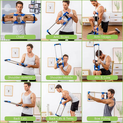 GoFitness Push Down Bar Machine - Chest Expander at Home Workout Equipment for Chest, Arm, Shoulder, Abs and Back - Portable Upper Body Trainer for Home, Travel or Outdoors