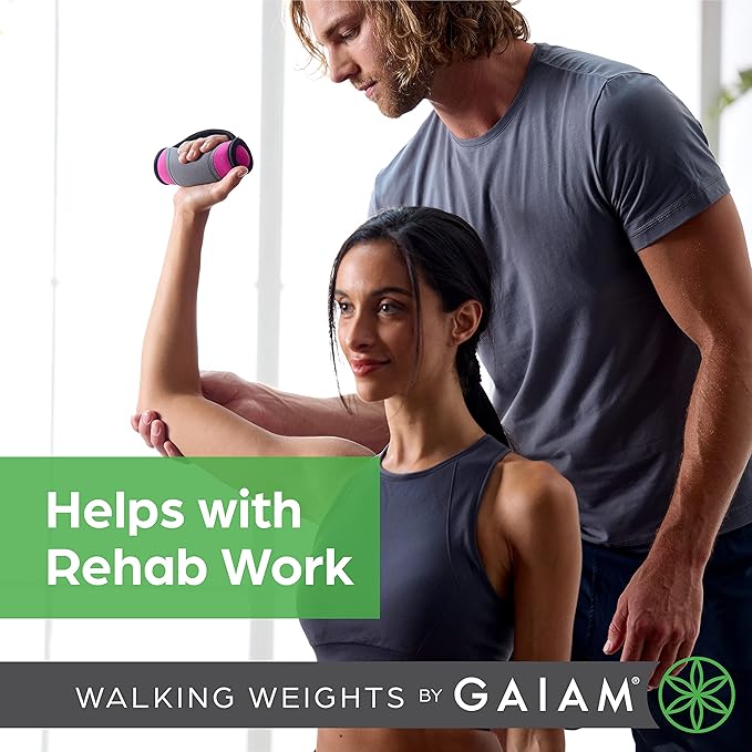 Gaiam Hand Weights for Women & Men Soft Dumbbell Walking Hand Weight Sets with Hand Strap