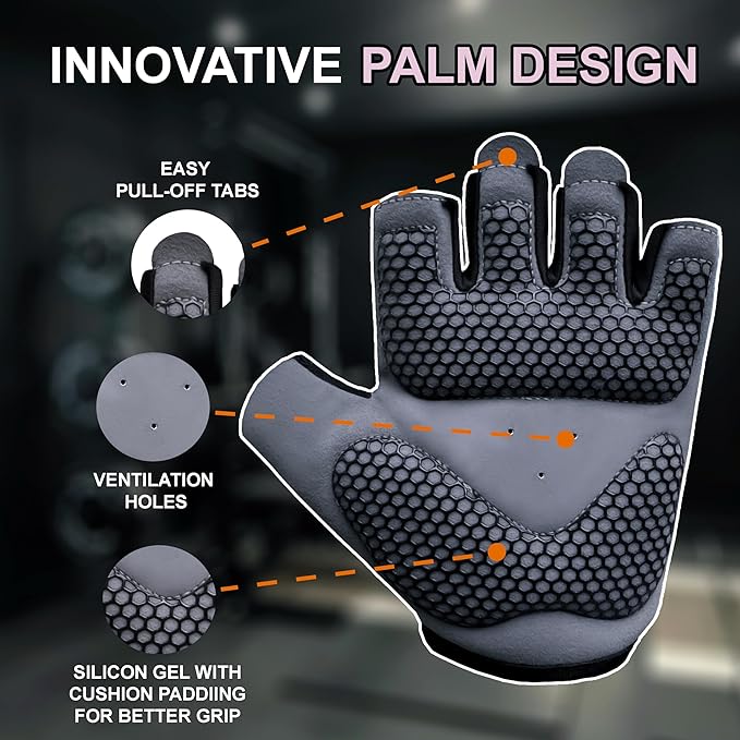 FITNESS FORCE Breathable Workout Gloves for Men and Women, Padded Weight Lifting Gloves with Full Palm Protection for Grip, Exercise, Cycling, Gym, Fitness Training