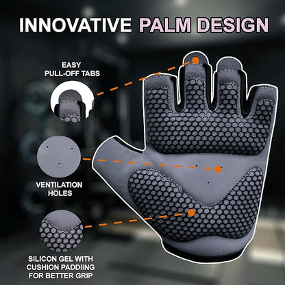 FITNESS FORCE Breathable Workout Gloves for Men and Women, Padded Weight Lifting Gloves with Full Palm Protection for Grip, Exercise, Cycling, Gym, Fitness Training