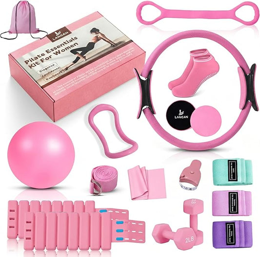Home Pilates Kit for Women & Men | Better Me Pilates Kit with 14 Inches Pilates Ring and Ball Set, Resistance Bands, Core Sliders, Bag - Full Body Exercise Home Pilates Workout Kit