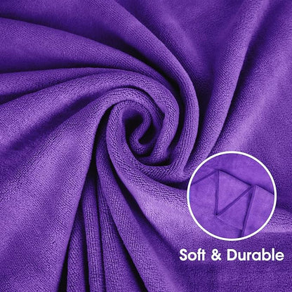 JML Bath Towel, Microfiber Bath Towels Set 6 Pack 30" x 60" - Large Size, Absorbent, Quick Drying as Fitness Towel, Sports Towels, Yoga Towel, Violet