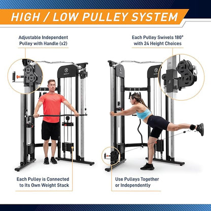 Marcy Strength Training Multi-Functional Trainer with 200 lb Weight Stacks, 2:1 Ratio Cable Pulley Station Home Gym System MFT-942