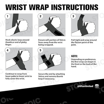 Stoic Wrist Wraps Weightlifting, Powerlifting, Cross Training, Bodybuilding with Thumb Loop. for Gym Workout, Men and Women Weight Lifting and Strength Training