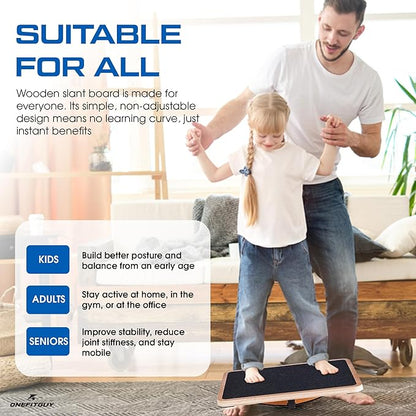 Wooden Balance Board for Adults, Wobble Board for Core Strength & Stability Training, Non Slip Surface, 550lb Capacity, Home & Office Exercise Use