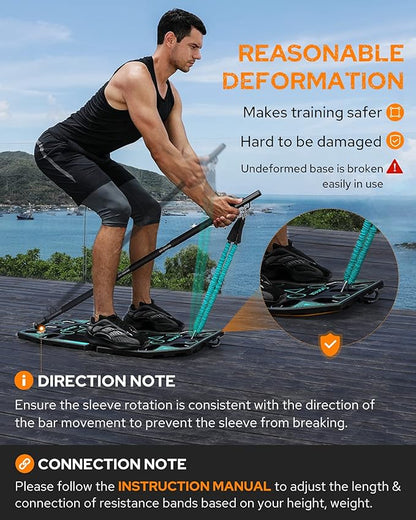 Gonex Portable Home Gym Workout Equipment with 14 Exercise Accessories Ab Roller Wheel,Elastic Resistance Bands,Push-up Stand,Post Landmine Sleeve and More for Full Body Workouts System