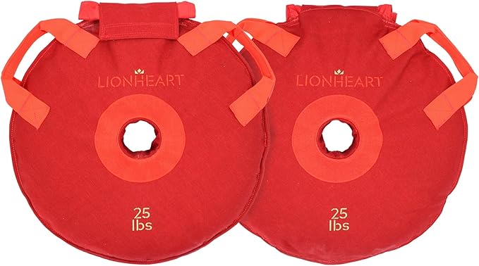 Lionheart Sand Bag Weight Plates Set | Sandbags for Working Out | Home Gym Bumper Plates | Travel-Friendly Sandbag for Fitness & Weight Training | Unfilled 10, 15, 25, 35, 45 lb Plates (Set of 2)