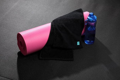 FACESOFT Eco Friendly Gym Towel for Working Out - Soft and Absorbent Cotton Exercise - No Synthetic Microfibers or Plastics - Sweat Towel for Gym, Fitness, Sports, Yoga - Black - 1 Pc
