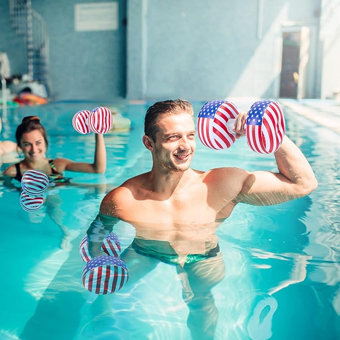 RunNico 7 Pcs PVC Water Workout Equipment, Aquatic Exercise Dumbbells and Cuffs Set, Inflatable Swimming Float Belt with Pull Buoy for Water Aerobics Pool Fitness Sports