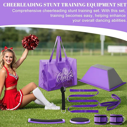 7pcs Cheer Flyer Training Set for Home Practice, Cheer Stand Kit with Balance Trainer, Stretch Strap, Rotating Board & Ankle Support, Safe Cheerleading Equipment for Beginners & Athletes