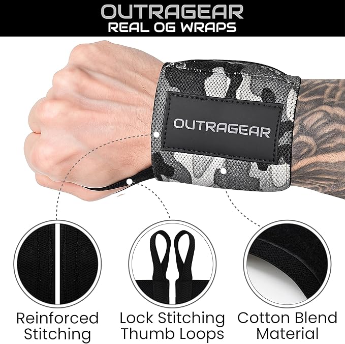 18" OG-Grade Wrist Wraps for Weightlifting – Heavy Duty Wrist Support with Thumb Loop & Lockdown Strap – Wrist Straps for Powerlifting, Bench Press & Gym Training