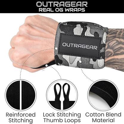 18" OG-Grade Wrist Wraps for Weightlifting – Heavy Duty Wrist Support with Thumb Loop & Lockdown Strap – Wrist Straps for Powerlifting, Bench Press & Gym Training