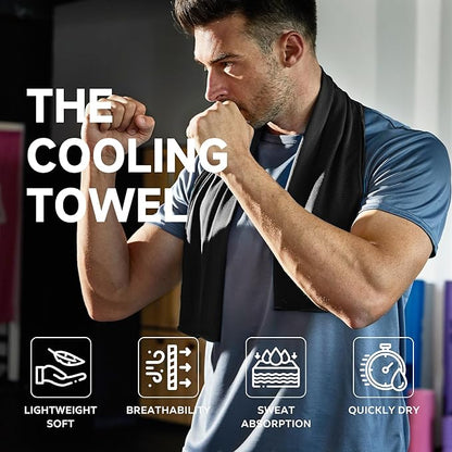 BILITOK Superfiber Ice Towel Neck, Soft Breathable Cold Towel Cooling, Yoga, Sports, Golf, Gym, Camping, Running, Fitness, Exercise and More Activities, 4 Packs (Dark Blue/Green/Rose red/Black)