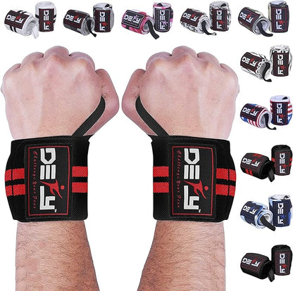 DEFY Fitness Wrist Wraps 18" Professional with Thumb Loops- Premium Quality, Strong Fastening Straps- Men & Women – Best for Weightlifting, Powerlifting,Strength Training