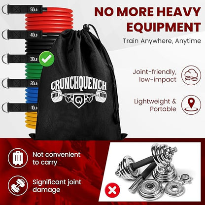 Resistance Bands Set (11-Pack) – Tube Exercise Bands with Handles, Door Anchor & Carry Bag | Home Gym Fitness Equipment for Men & Women | Strength Training, Physical Therapy & Workouts
