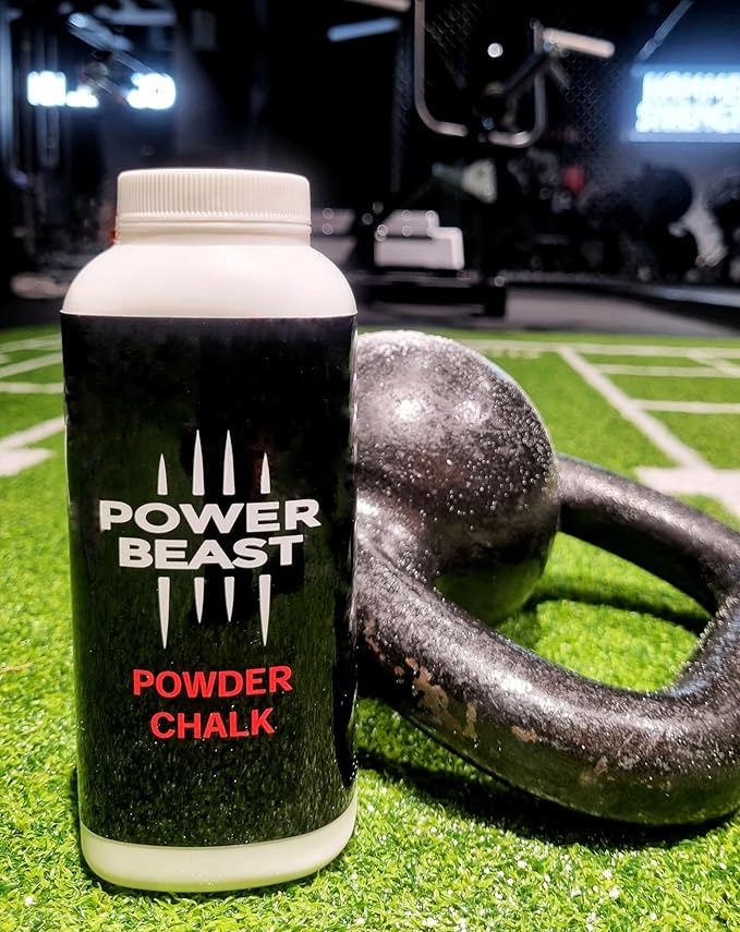 POWER BEAST Powder Chalk Bottle Gym 120 Gr - 4.3 Oz, Gym Chalk, Magnesium Carbonate for Better Grip, Weightlifting, Rock Climbing, Gymnastics, Bouldering, Weightlifting, Pool Billiards.