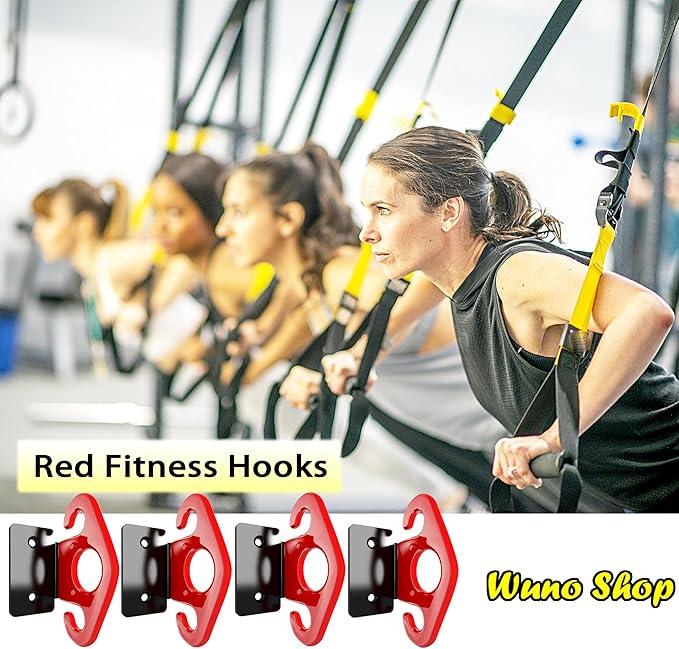 4 PCS Resistance Band Wall Anchors, Exercise Band Wall Anchor, Gym Wall Hooks for Resistance Bands, Workout Wall Mount Anchor for Physical Therapy and Small Space Home