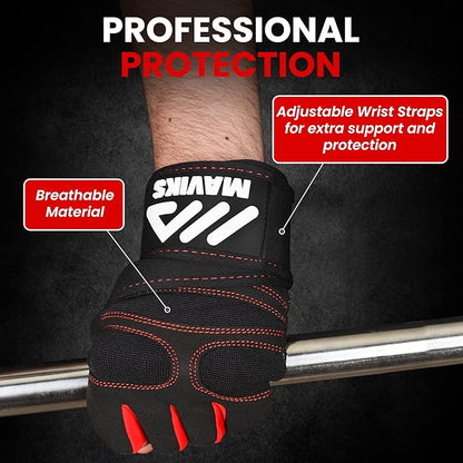 Workout Gloves for Men and Women Weight Lifting Gloves with Wrist Wrap Support for Gym Training Weightlifting Crossfit Pull-ups Exercise Glove for Ladies & Gents
