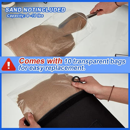Sports Net Sandbags with PE Leak Proof Transparent Bags Weighted Anchors Bag Sport Sandbags for Stability Baseball Nets Hockey Golf Football Nets Soccer Goals and More(15 Pcs,Black)