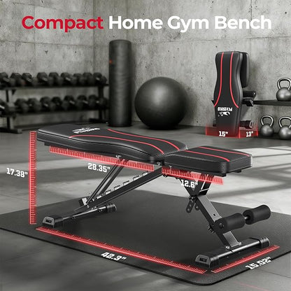 FLYBIRD Adjustable Bench,Utility Weight Bench for Full Body Workout- Multi-Purpose Foldable Incline Bench (Black)